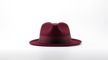 AI generated Photo of Burgundy Trilby Hat isolated on white background. AI Generated