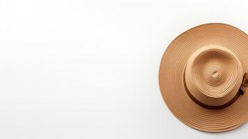 AI generated Photo of Brown Straw hat isolated on white background. AI Generated