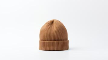 AI generated Photo of Camel Beanie Hat isolated on white background. AI Generated