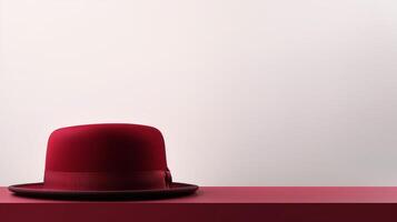 AI generated Photo of Burgundy Boater Hat isolated on white background. AI Generated