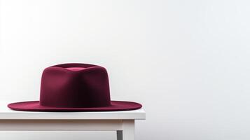 AI generated Photo of Burgundy Boater Hat isolated on white background. AI Generated