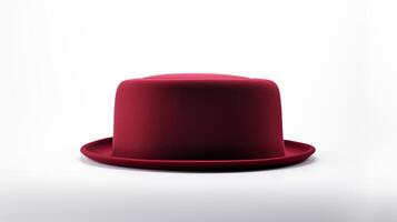 AI generated Photo of Burgundy Pork Pie Hat isolated on white background. AI Generated