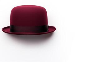 AI generated Photo of Burgundy Bowler Hat isolated on white background. AI Generated