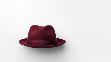 AI generated Photo of Burgundy Trilby Hat isolated on white background. AI Generated