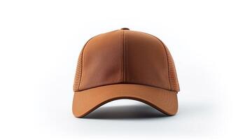 AI generated Photo of Brown Trucker Cap isolated on white background. AI Generated