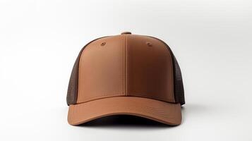 AI generated Photo of Brown Trucker Cap isolated on white background. AI Generated