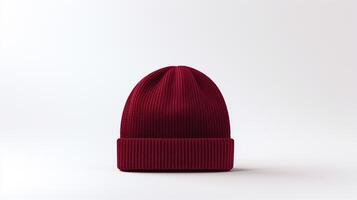 AI generated Photo of Burgundy Beanie Hat isolated on white background. AI Generated