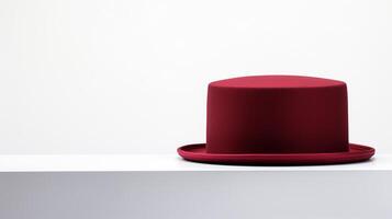 AI generated Photo of Burgundy Boater Hat isolated on white background. AI Generated