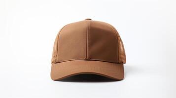 AI generated Photo of Brown Trucker Cap isolated on white background. AI Generated