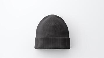 AI generated Photo of Charcoal Beanie Hat isolated on white background. AI Generated