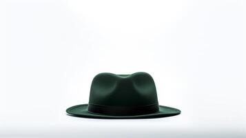 ai generado foto de oscuro verde fedora sombrero aislado en blanco antecedentes. ai generado