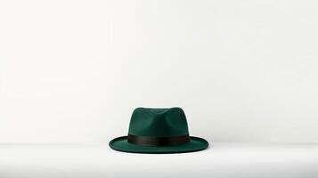 ai generado foto de oscuro verde fedora sombrero aislado en blanco antecedentes. ai generado