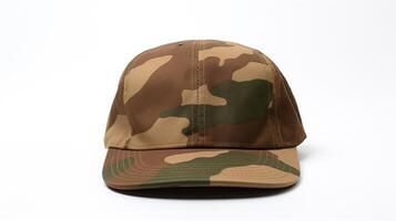 AI generated Photo of Camouflage Military Cap isolated on white background. AI Generated