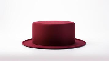 AI generated Photo of Burgundy Pork Pie Hat isolated on white background. AI Generated