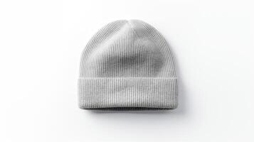 AI generated Photo of Gray Beanie Hat isolated on white background. AI Generated