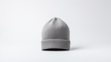 AI generated Photo of Gray Beanie cap isolated on white background. AI Generated