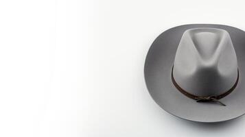 AI generated Photo of Gray Cowboy Hat isolated on white background. AI Generated