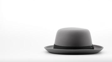 AI generated Photo of Gray Bowler Hat isolated on white background. AI Generated