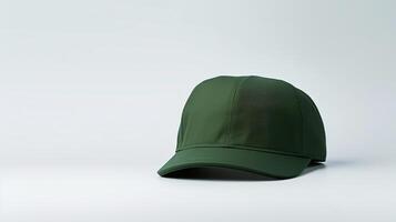 AI generated Photo of Dark Green Military Cap isolated on white background. AI Generated