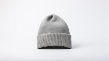 AI generated Photo of Gray Beanie Hat isolated on white background. AI Generated
