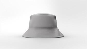 AI generated Photo of Gray Bucket Hat isolated on white background. AI Generated