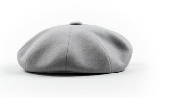 AI generated Photo of Gray Beret Hat isolated on white background. AI Generated