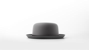 AI generated Photo of Gray Bowler Hat isolated on white background. AI Generated