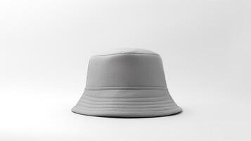 AI generated Photo of Gray Bucket Hat isolated on white background. AI Generated