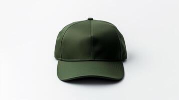 AI generated Photo of Dark Green Military Cap isolated on white background. AI Generated