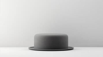 AI generated Photo of Gray Pork Pie Hat isolated on white background. AI Generated