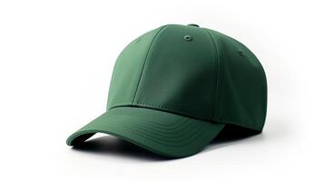 AI generated Photo of Green Baseball Cap isolated on white background. AI Generated