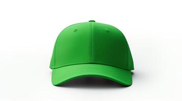 AI generated Photo of Green Baseball Cap isolated on white background. AI Generated