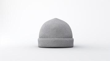 AI generated Photo of Gray Beanie cap isolated on white background. AI Generated