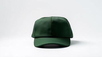 AI generated Photo of Dark Green Military Cap isolated on white background. AI Generated