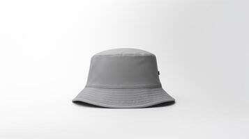 AI generated Photo of Gray Bucket Hat isolated on white background. AI Generated