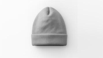 AI generated Photo of Gray Beanie cap isolated on white background. AI Generated