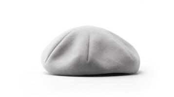 AI generated Photo of Gray Beret Hat isolated on white background. AI Generated