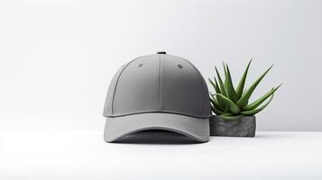 ai generado foto de gris equipado gorra aislado en blanco antecedentes. ai generado