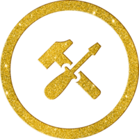 Luxury Gold Glitter Tools Repair Icon png