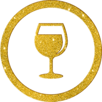 Shimmering Gold Glitter Wine Glass Icon for Elegance png