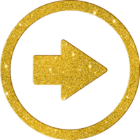 reluciente oro direccional flecha icono png