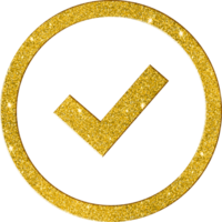 Elegant Gold Glitter Checkmark Icon png