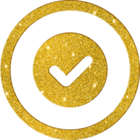 Deluxe Gold Glitter Sparkling Checkmark Icon png