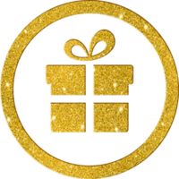 Deluxe Gold Glitter Wrapped Gift Box Icon png