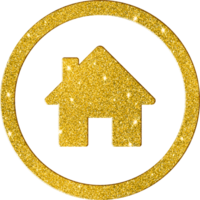 Shimmering Gold Glitter Home Icon png