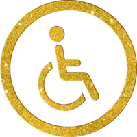 Elegant Gold Glitter Wheelchair Accessibility Icon png