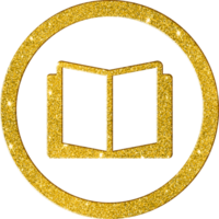 Shimmering Gold Glitter Open Book Icon png