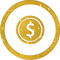 Elegant Gold Glitter Dollar Sign Icon png