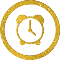 scintillante oro luccichio allarme orologio icona png