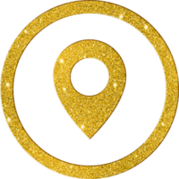 Elegant Gold Glitter Location Pin Icon png